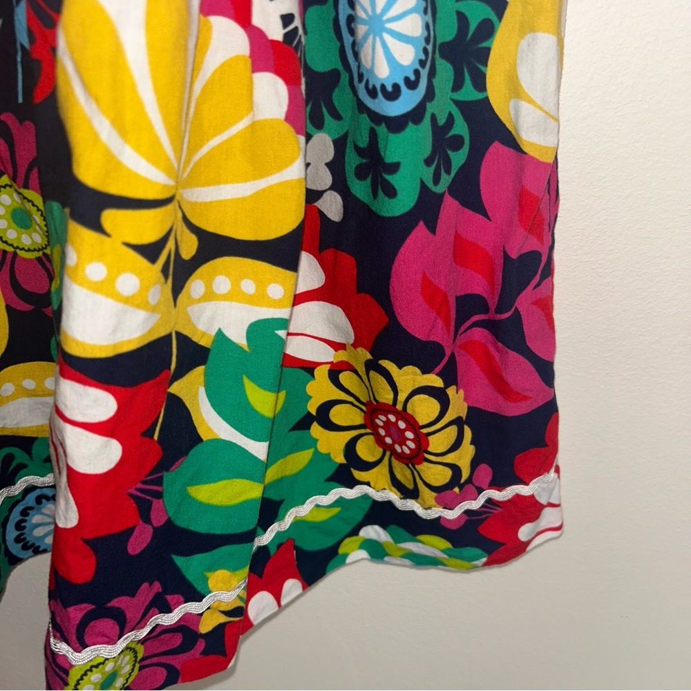 Smocked Auctions Vibrant Colorful Floral Smocked Dress Size 12 Months Lace Trims - Picture 5 of 8